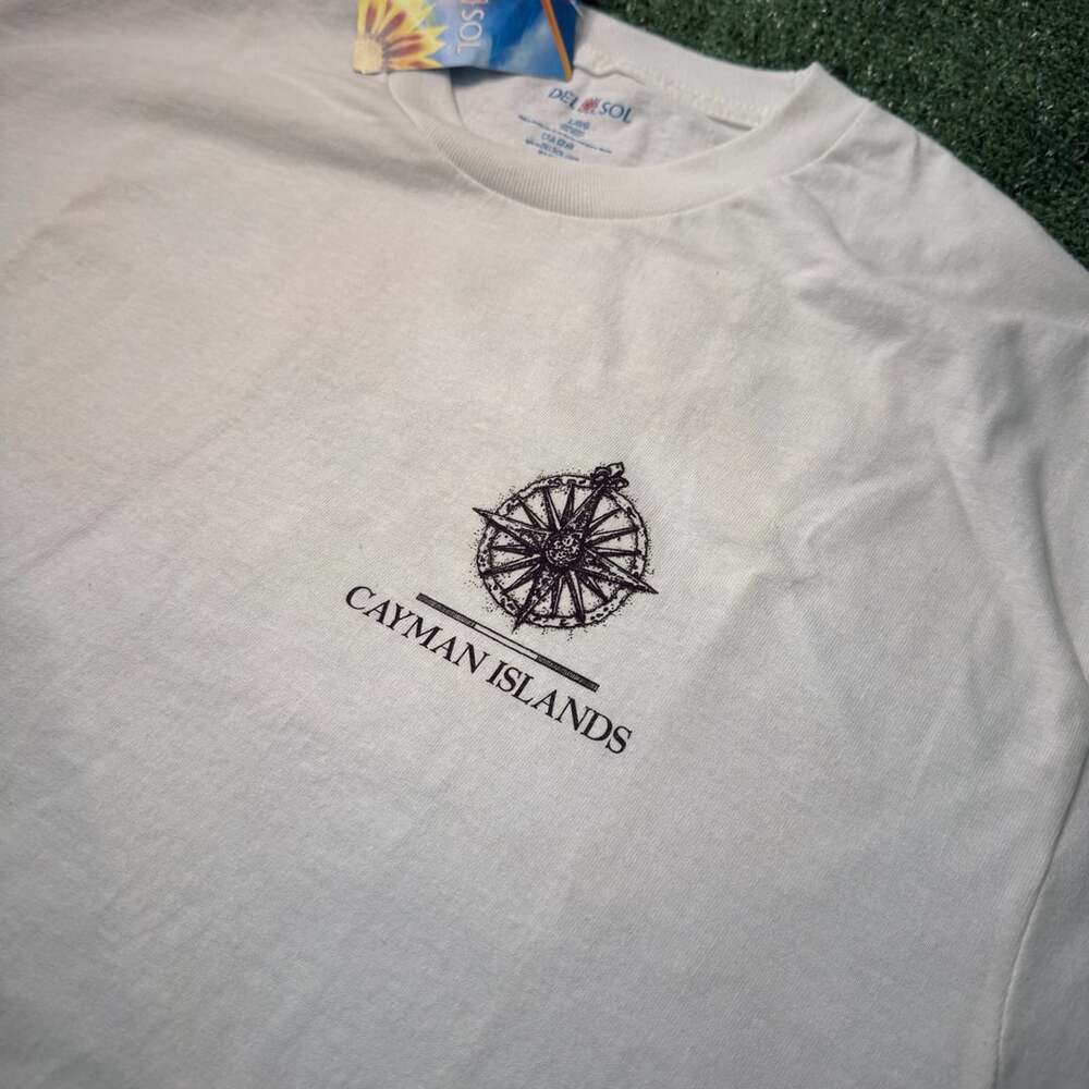 Del Sol White Cayman Islands Compass Graphic T-Shirt - Picture 2 of 7